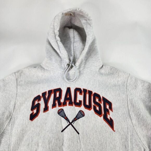 Champion Syracuse Drawstring Graphic Hoodie Size M Men's Light Gray Pullover - Picture 3 of 13